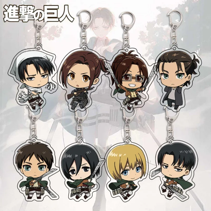 Attack OnTitan Acrylic Keychain Anime Keychains Eren Yeager Keyring Backpack Pendant Figure Kids Toys Friend Gift Cos Decoration