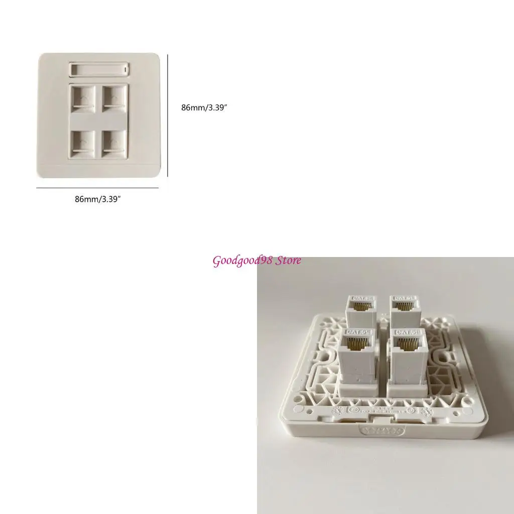 

Four-Port Wall Plug RJ45 Cat5e LAN Faceplate Internet Straight Plug 86mm
