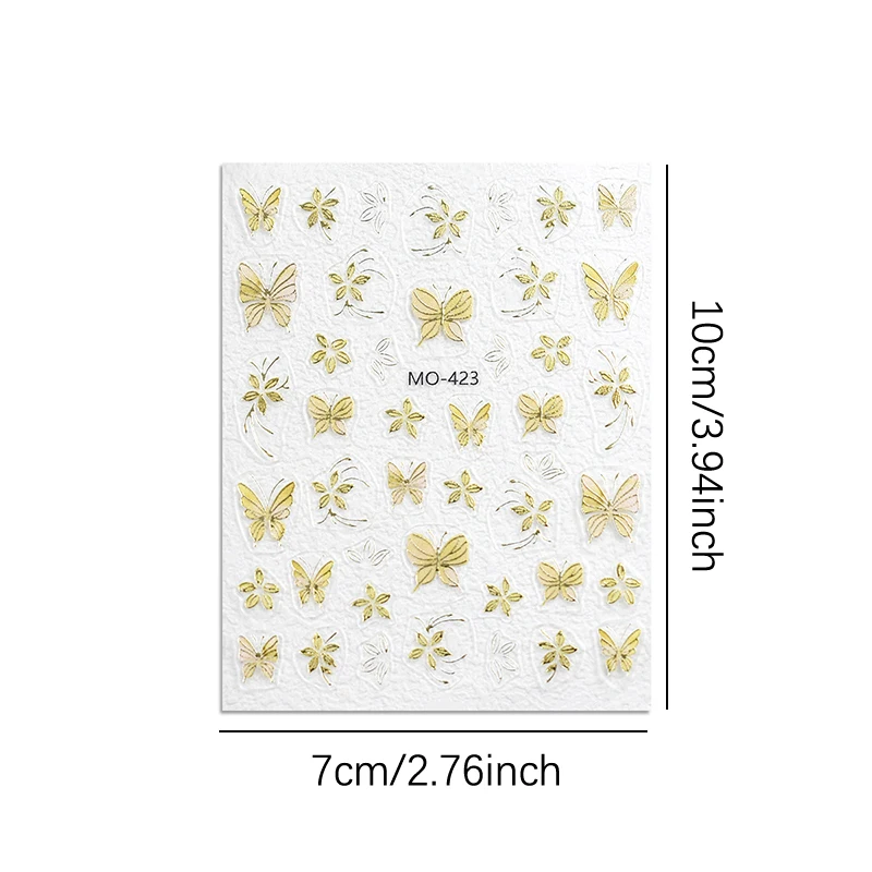 1 ورقة جديدة الإبداعية الذهبي فراشة سلسلة مسمار الفن ملصقات DIY مانيكير صائق ديكور فورتشن فراشة تنقش ملصق