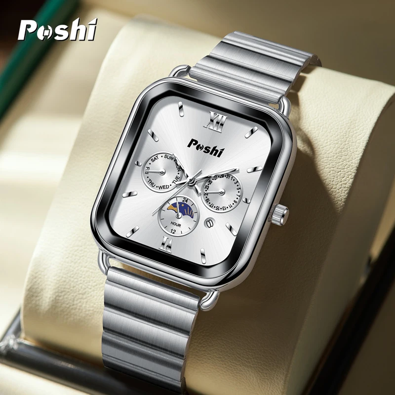 POSHI 977 Fashion Qaurtz Watch Luxury Men\'s Watches Business Dress With Date Life Waterproof Original Brand Classic Wristwatch