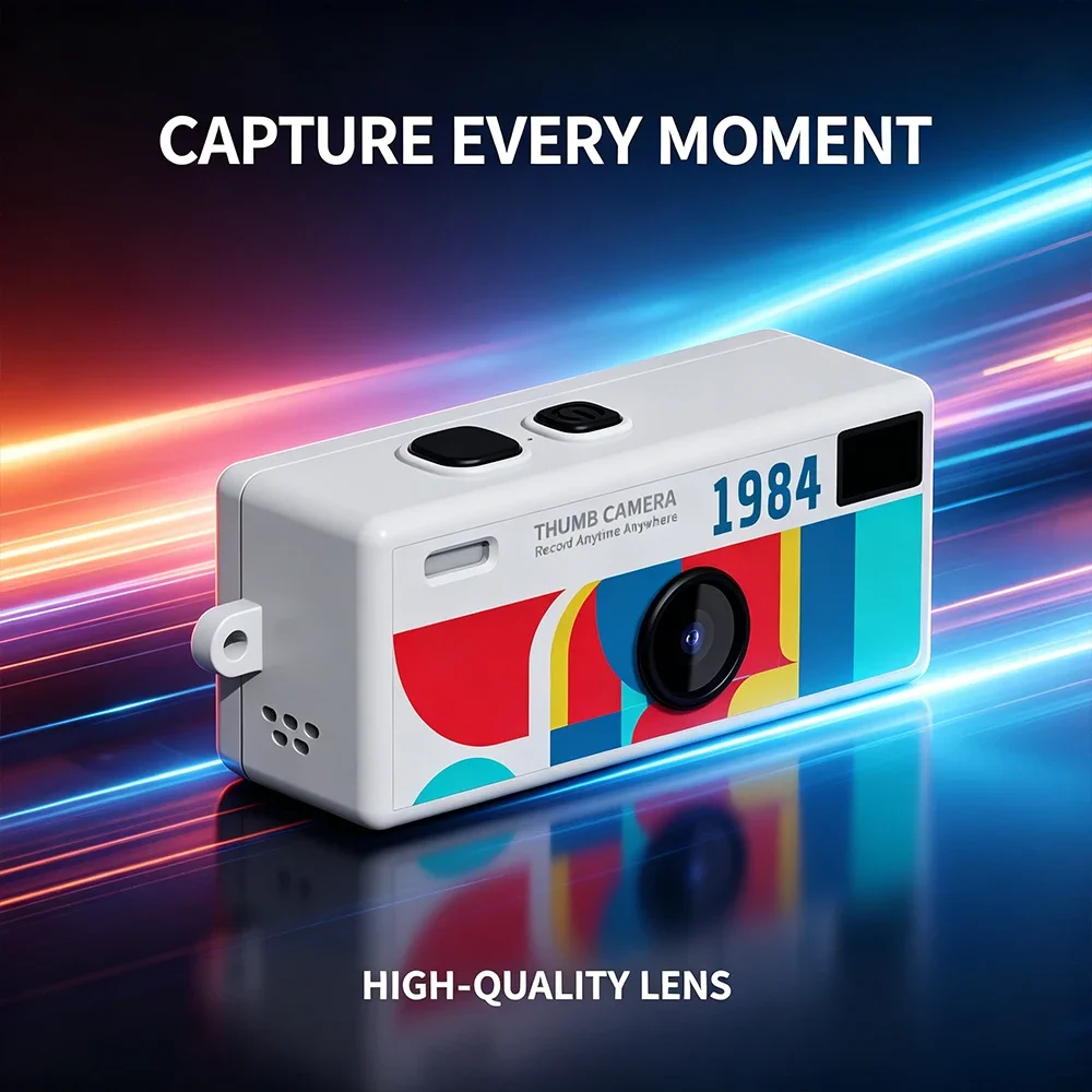 Retro 1984 Mini Thumb Digital Camera HD Lens Portable Pocket Vlog Camera Student Travel Video Recorder Color Block Cam Gifts