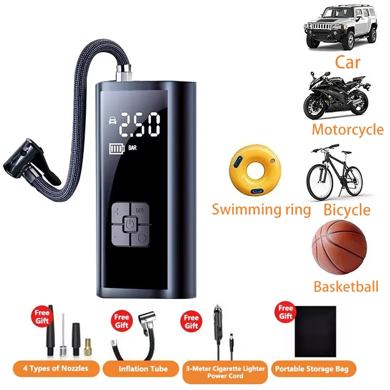

Wireless Car Air Compressor 4000mAh Air Pump Electric Multifunctional Tire Inflator Pump for Motorcycle Bicycle AUTO Tyre Balls