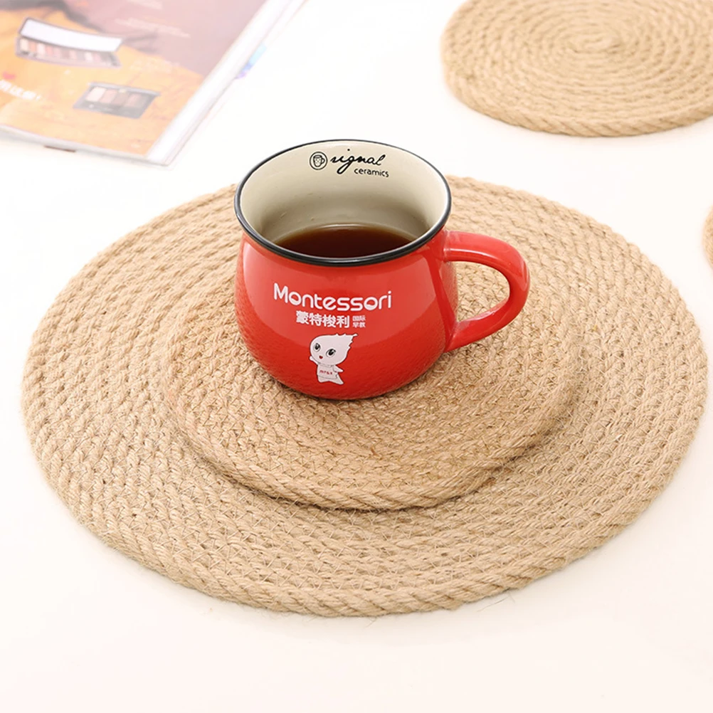 

1 pc Linen Table Mat American Country Style Heat Resistant Insulation Placemat Coaster For Home Teahouse Cafe Khaki Size L
