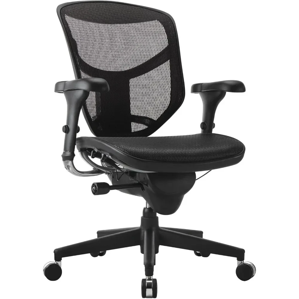 Silla ergonómica de malla con espalda media, color negro