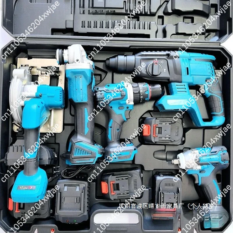 20V Lithium Cordless Power Tool Kit, Brushless Hammer Drill Angle Grinder Circular Saw Driver Set with 2 Batteries