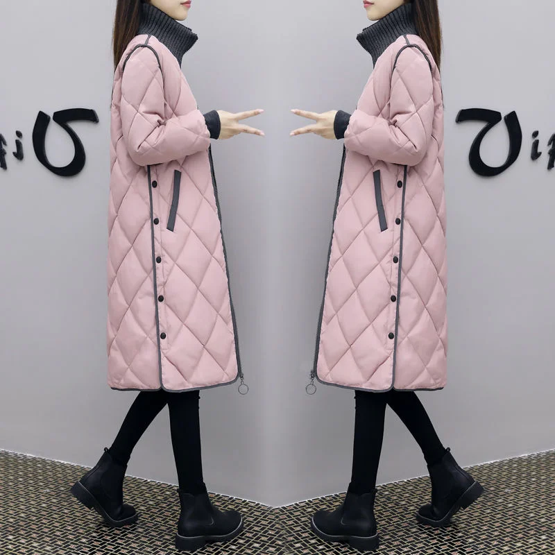 Women Winter Coats Parkas Slim Cotton Padded Basic Jackets 2024 New Warm Female Casual Long Outwear Korean Loose Solid Overcoat