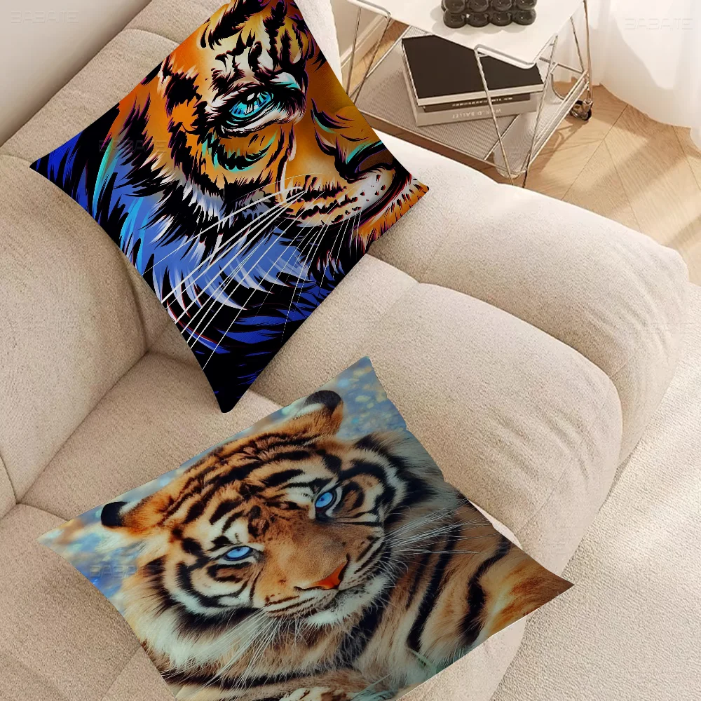 Tiger Animal Personalized Pillow Cover Kids Bedroom Wild Party Decor Pillowcase Kid Birthday Shower Gift