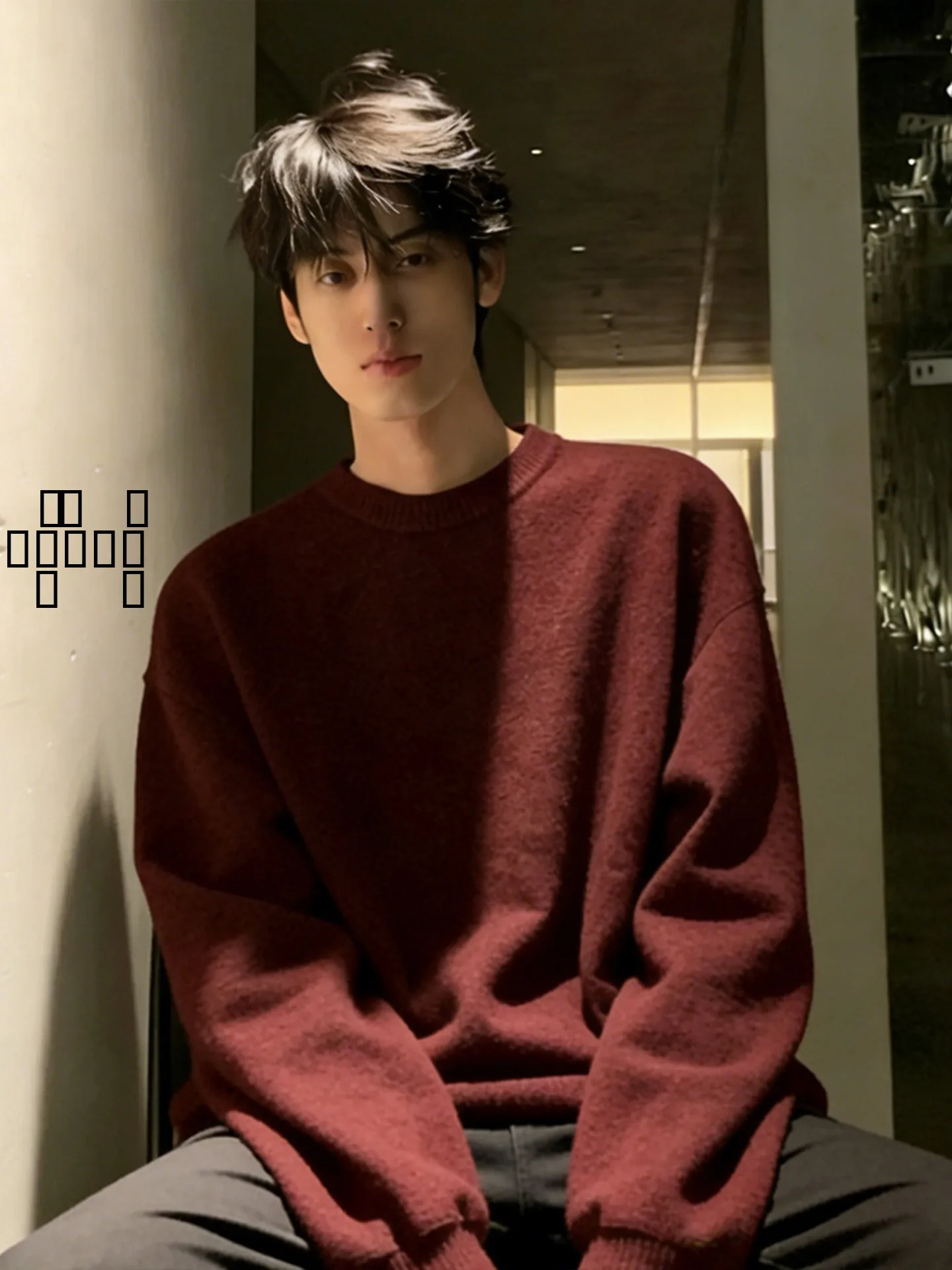 

Красный вязаный свитер Cisas Aosphere для мужчин, зимний, утепленный, из флиса, базовый, для повседневной носки, одежда на каждый день