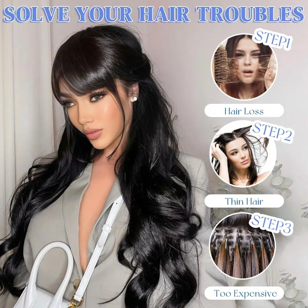 كليب في وصلات الشعر مشبك شعر بشري حقيقي Ins 70 جرام شعر طبيعي مفرود كليب في ملحقات لينة حريري غير مرئية حافة الشعر الحقيقي #5