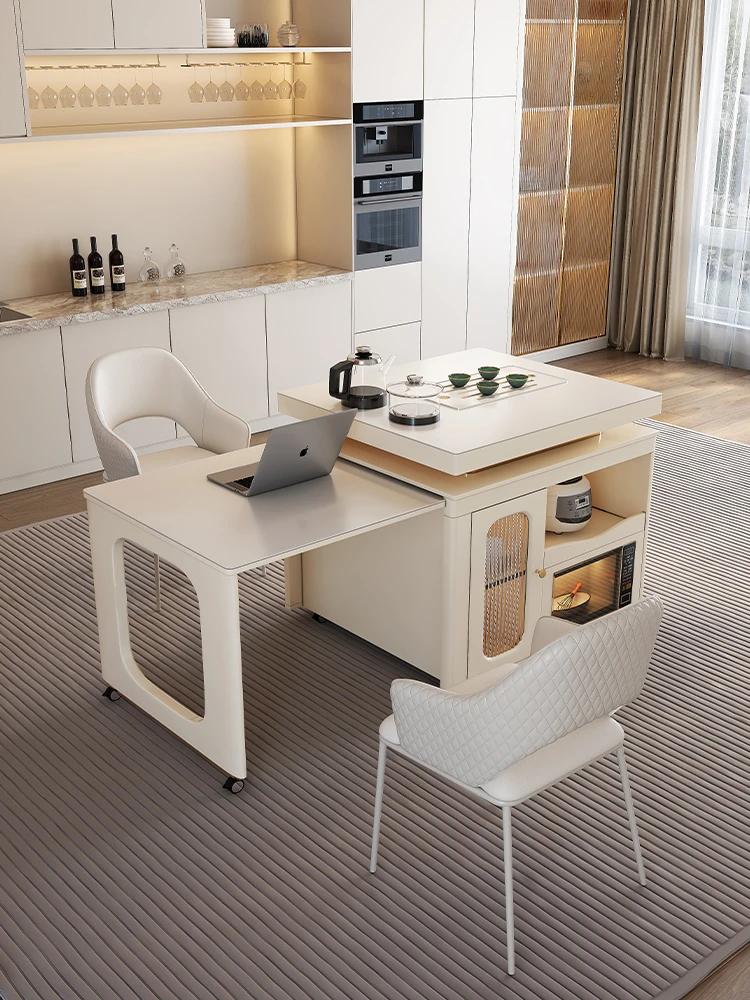 Cremefarbener Wind Rock Plate Insel tisch mit einem Stück drehbar