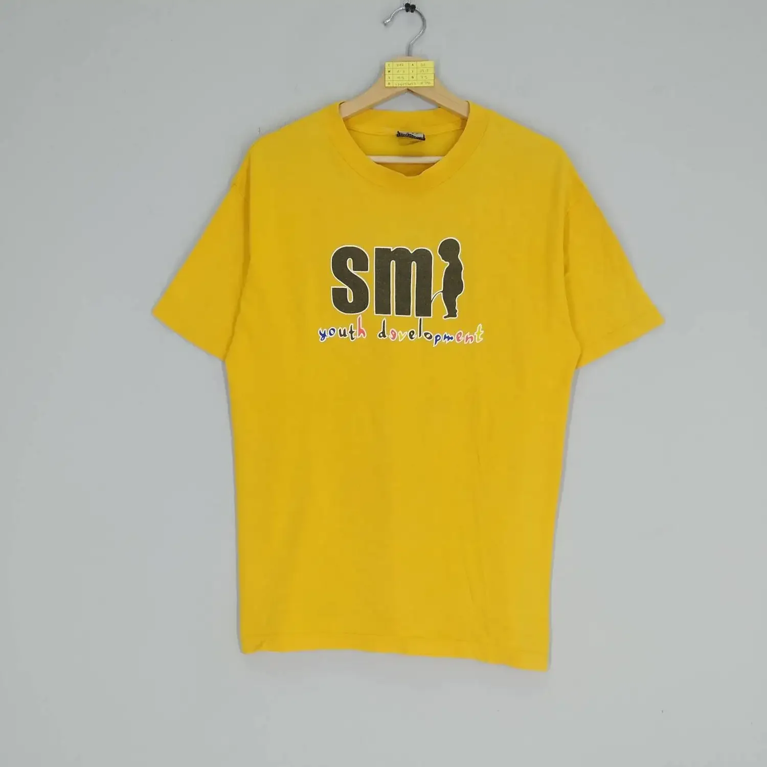 Vintage 90s SMP Youth Development Skateboarding Big Image Promo Skateboards Yellow T shirt Size M