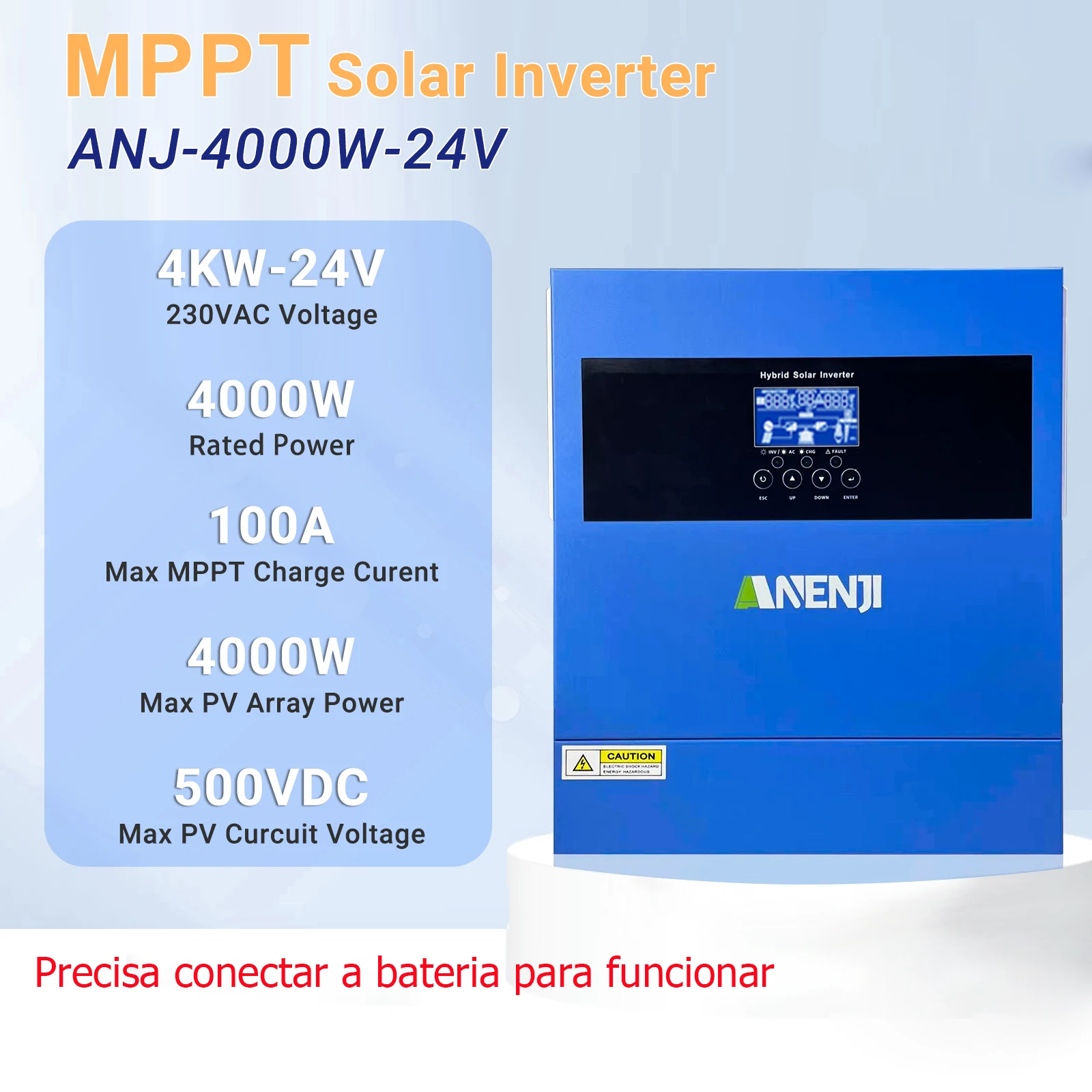 6.2KW 4KW Hybrid Solar Inverter 48V 24V MPPT Pure Sine On Grid Inverter Photovoltaic 220VAC 120A 100A Solar Charger PV 60-500VDC