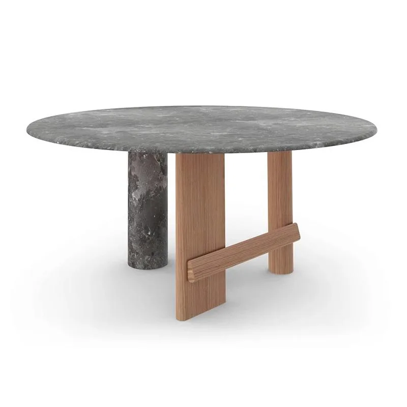 

Italian modern creative dining table round, dining table French light luxury villa