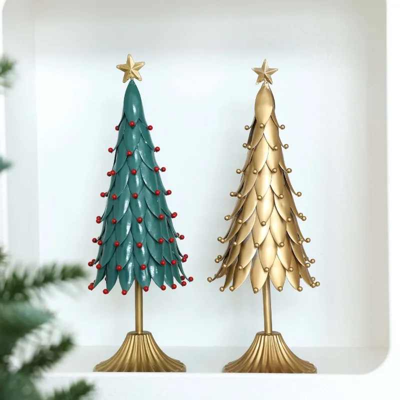 Wrought iron desktop Christmas tree ornaments, American Christmas window decoration supplies wholesale
