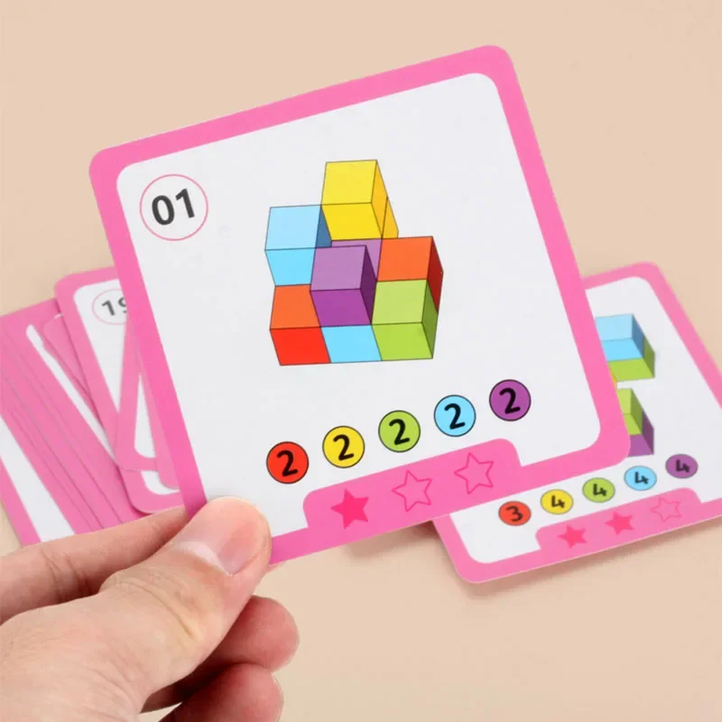 Gra treningowa logiczności przestrzennej Montessori Magic Puzzle Toys Rainbow Stacking Math Educational For Child
