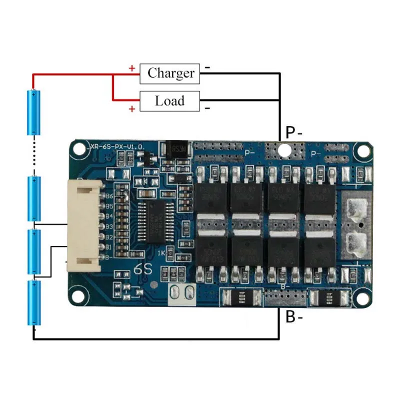 

Balance BMS 6S 15A 20A 25A 22.2V 18650 Li-ion Lithium Battery Packs Charge Board Common Port for E-Bike/ Escooter/ Electric Tool