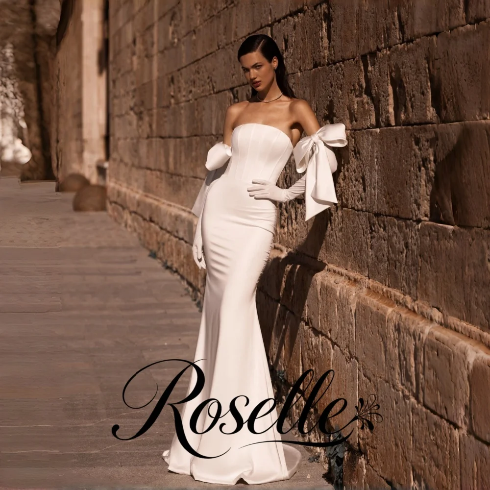 ROSELLE Strapless Sleeveless Mermaid Elegant Wedding Dress Open Back Sweep Train 2026 Bridal Gown Customized свадебное платье