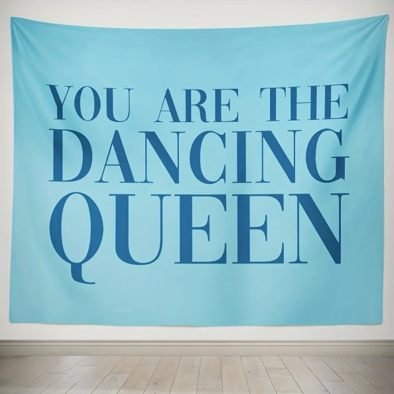 VIKAMA Tapiz con cita de la canción 'YOU ARE THE DANCING QUEEN' en azul claro, estilo fresco, para decoración de dormitorio de fans de ABBA