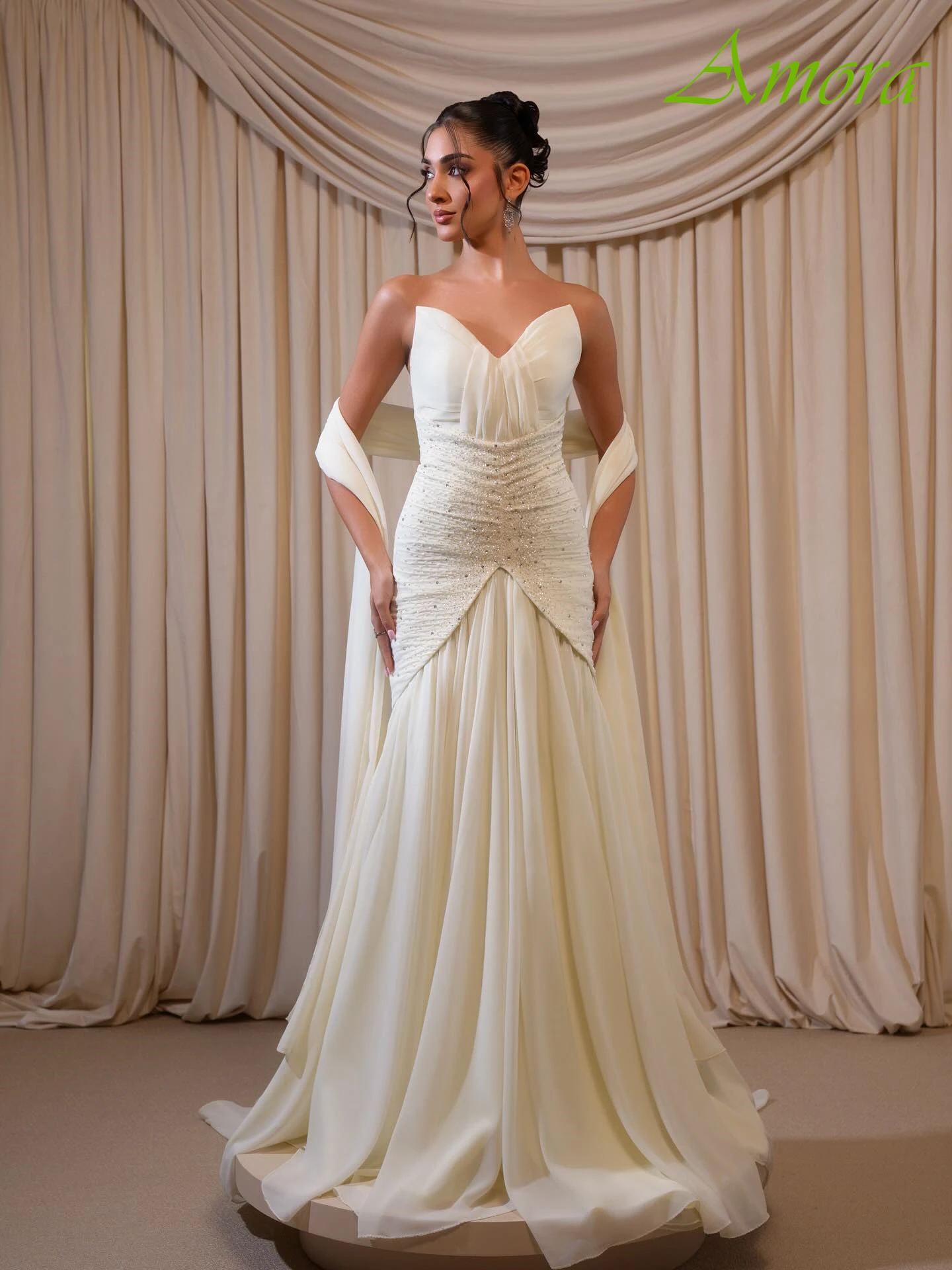 

Customized A-Line Strapless Sleeveless Elegant Evening Dress Delicate Bespoke Occasion Gowns Classic Fashion Party Dress