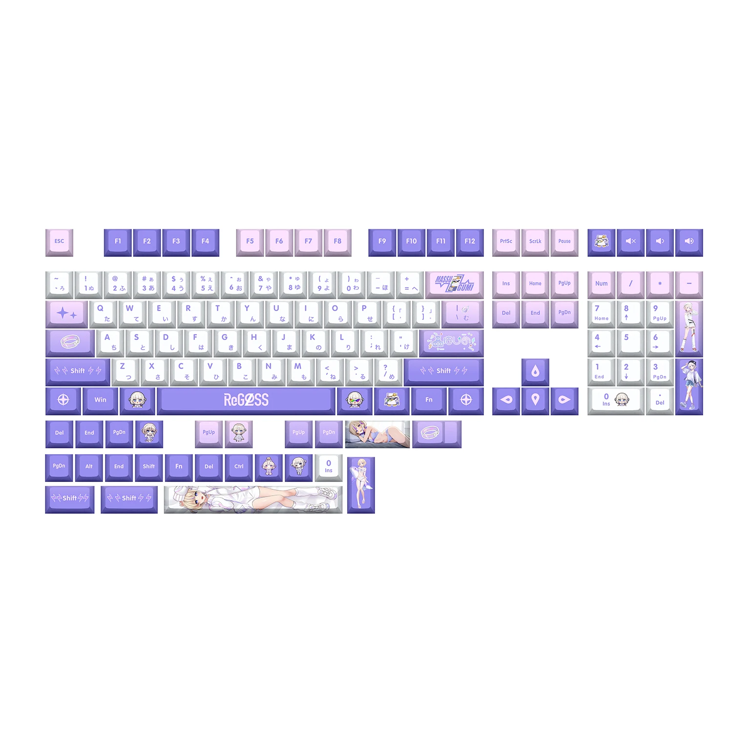 Todoroki Hajime 132 Key Cap Vtuber Hololive Key Cover PBT DYE Sublimation Cherry MX Cross Axis Switch Keycap Mechanical Keyboard