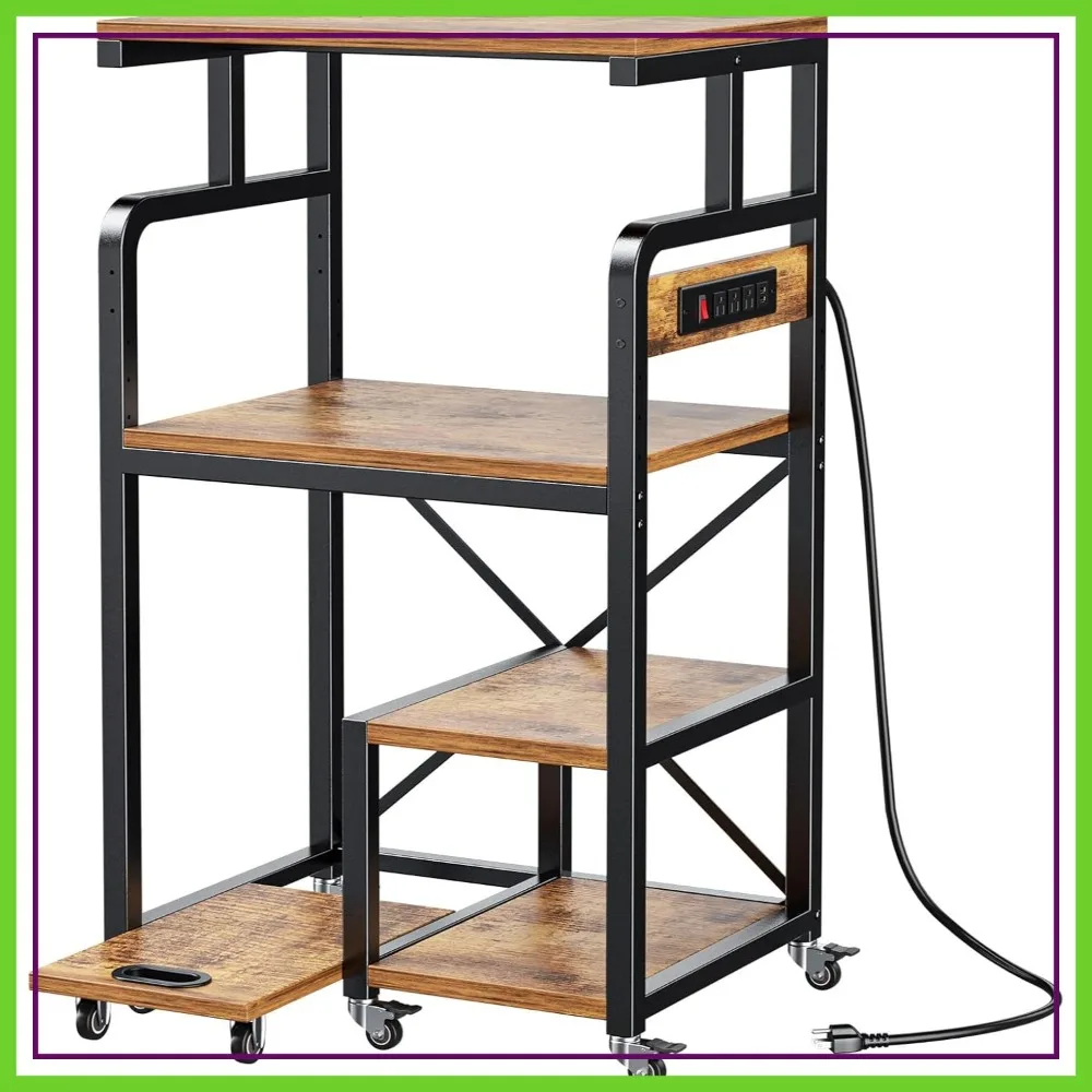

Large 4-Tier Printer Stand with Power Outlets, 26.7x21.2x50.2 Inches, Heavy Duty Rolling Shelf for Home Office