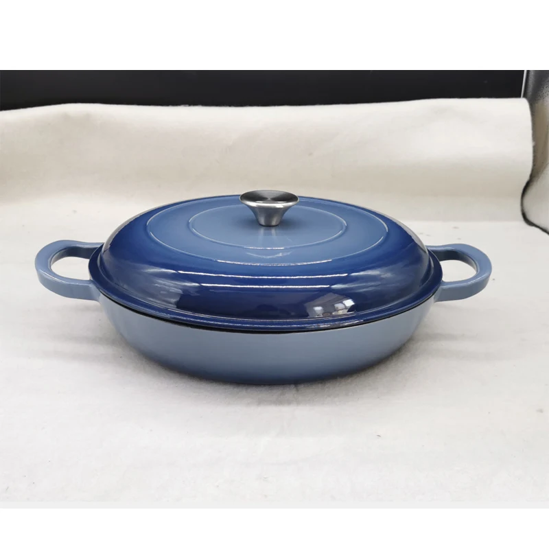 Blue/Green/Red/Purple Enamelled Cast Iron Shallow Casserole with Lid 31cm