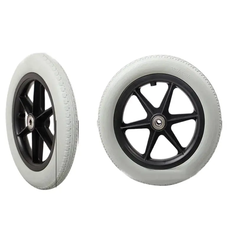 Imagem -05 - Cadeira de Rodas Roda Traseira 12 Polegada pu Pneus sem Rodas Pneumáticas Cadeira de Rodas Manual Roda Traseira Pneu Sólido Par