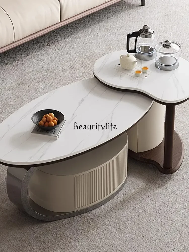 1zLight luxury rock slab living room home office balcony small apartment modern kung fu tea making integrated
