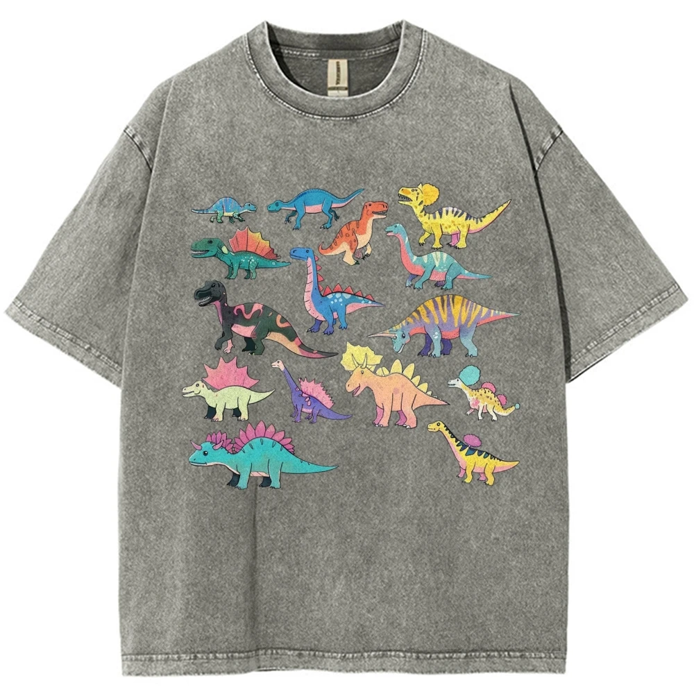 

T-Shir Unisex Primitive Dinosaur Print Fit Oversized 15 Color Sportswear Overseas Exports Summer Plus Size Streetwear 2024