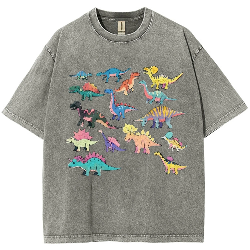 T-Shir Unisex Primitive Dinosaur Print Fit Oversized 15 Color Sportswear Overseas Exports Summer Plus Size Streetwear 2024