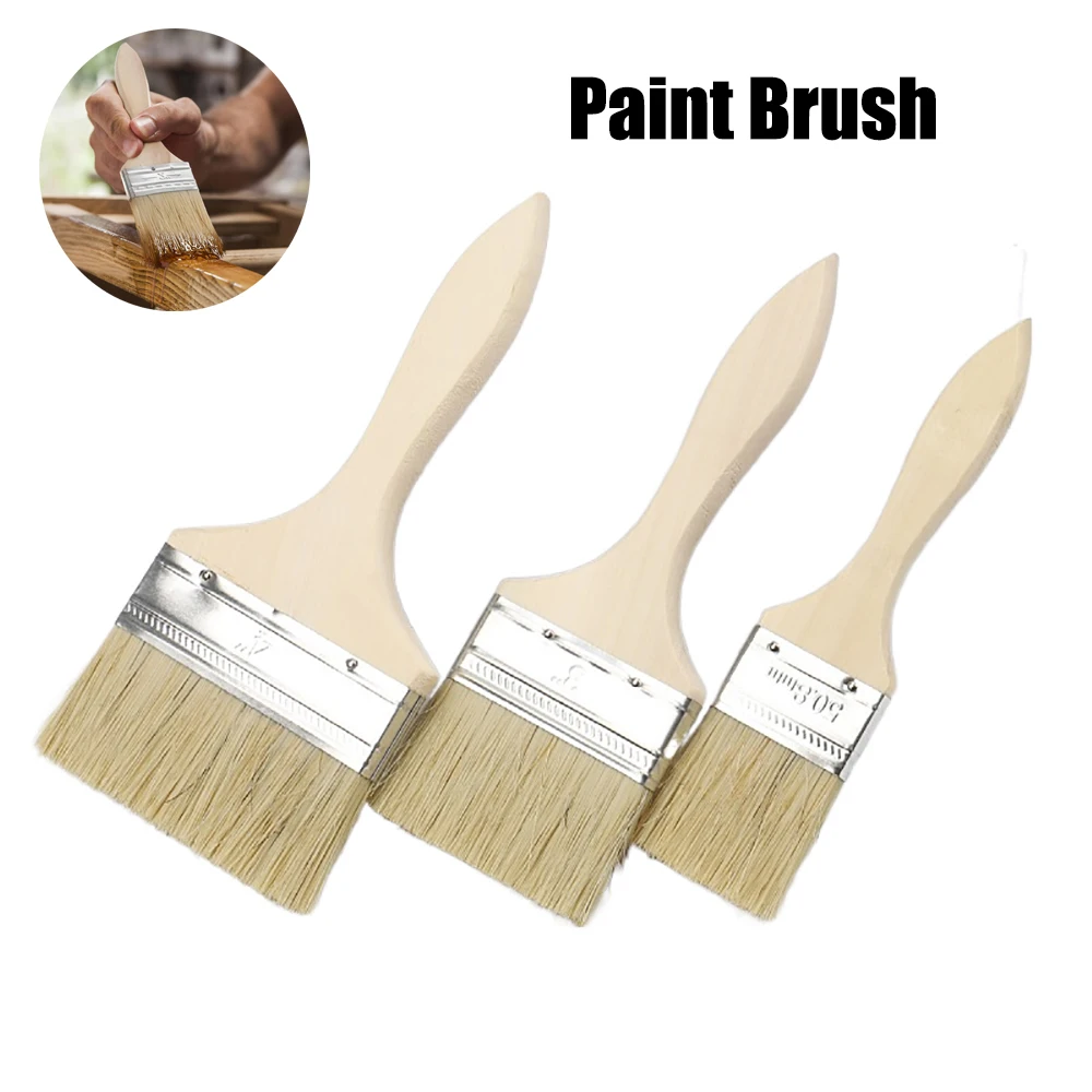 5pcs Paint Brush Wooden Handle BBQ Brush 2/3/7 Inch Soft Hair Painting Brushes for Wall Furniture Paint and Wood Stains Tool Set