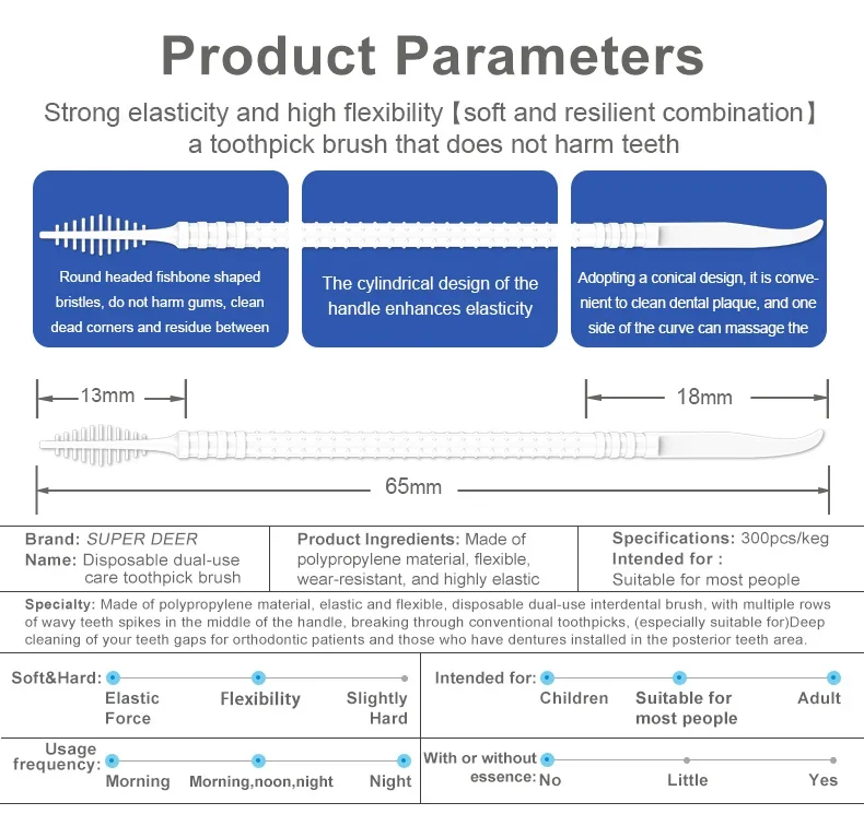 300 قطعة فرشاة مسواك محاصر مسواك بلاستيكية للاستعمال مرة واحدة فرشاة بين الأسنان المنزلية قطف الأسنان خيط تنظيف الأسنان