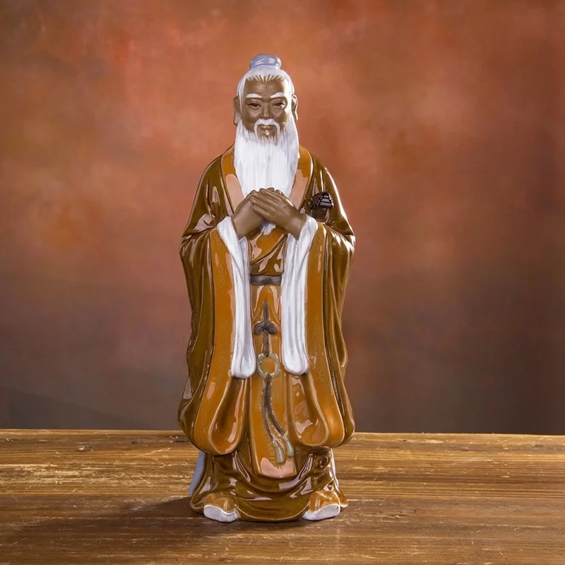 

Shiwan Ceramic Sculpture Craft Ornaments Home Decor Study Room Decoration Teacher Elder Gift for Teachers Confucius' Teachings