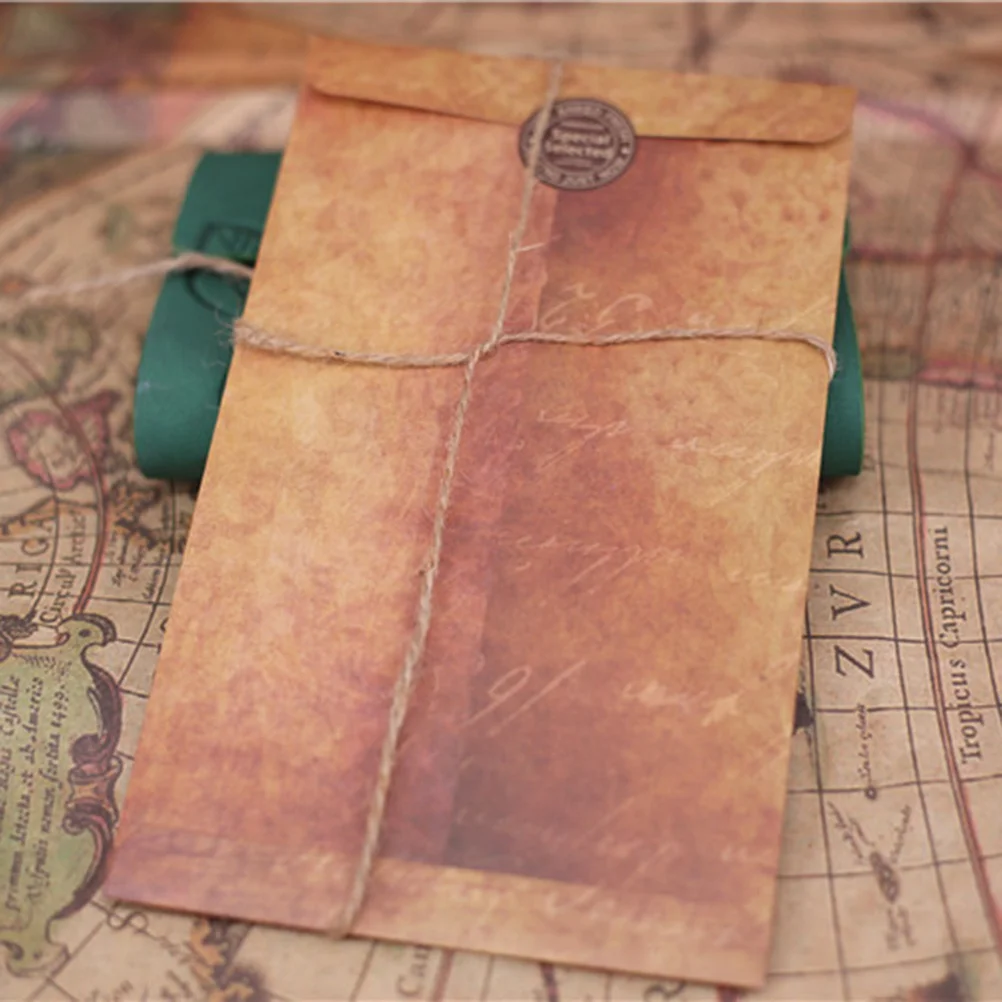 20Pcs Retro Printing Envelopes Kraft Paper European Style Stationery Bag for Invitations Cards Letters Mailing