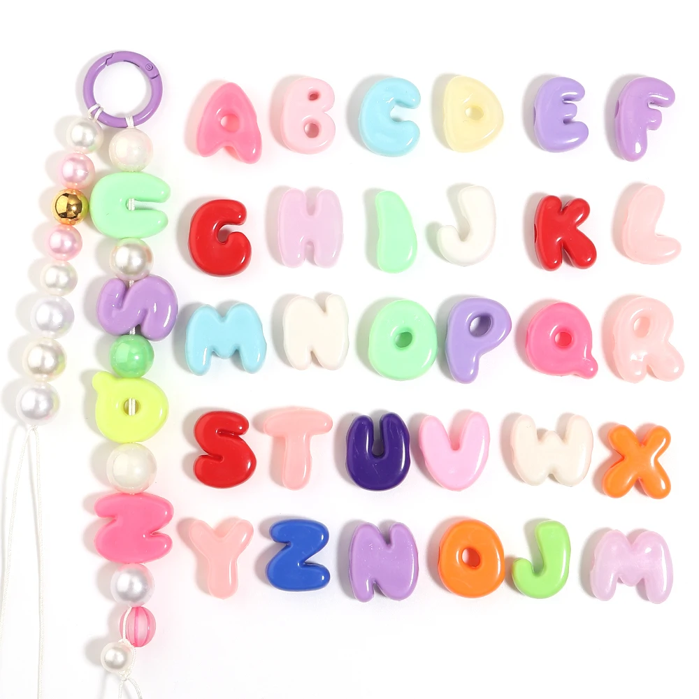 20-30pcs Acrylic English Alphabet Early Education Letter Beads DIY jewelry Key Chain Lanyard Mobile Phone Chain Accessories view 2