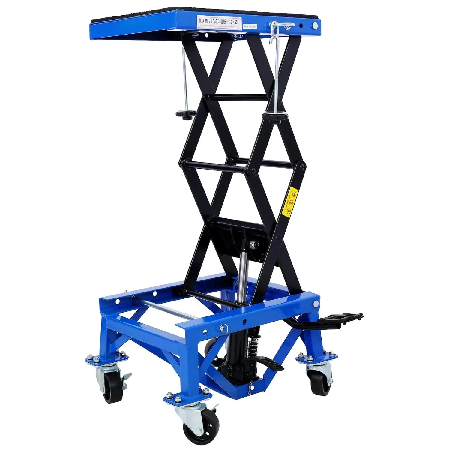 

Hydraulic Motorcycle Lift Table,300 lbs Capacity Motorcycle Scissor Jack Lift with Wide Deck,Motorcycles Stand W/ 4 Wheels,Hydra