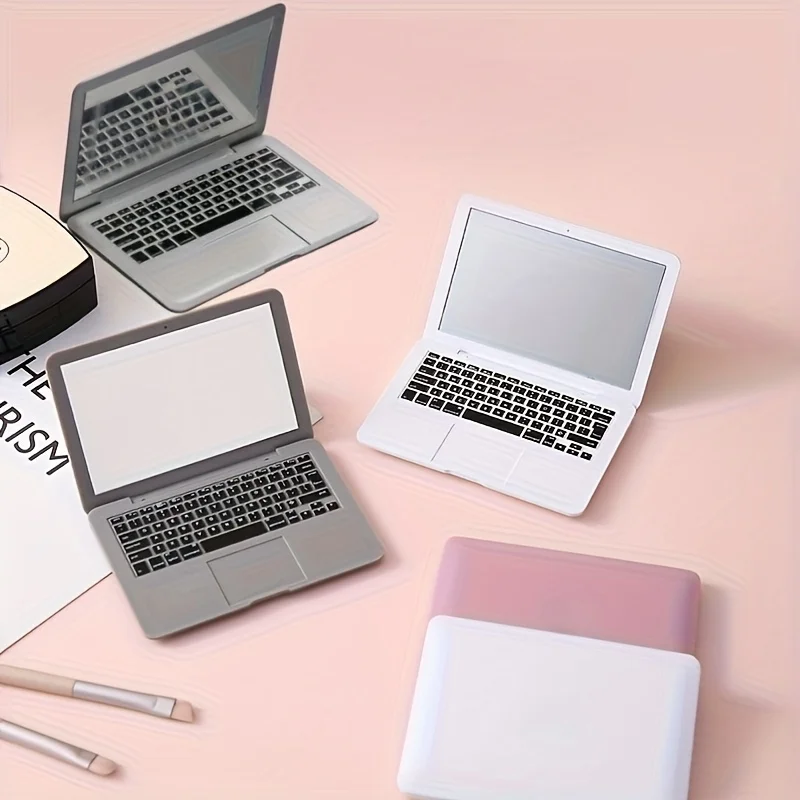 1 x Mini-Laptop-förmiger Klappspiegel für Reisen und Make-up, Klappspiegel Mini, tragbarer Spiegel ﻿