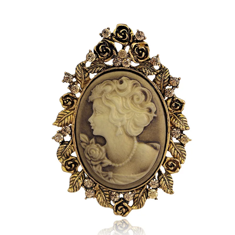 Elegant Style Vintage Victorian Design Queen's Cameo Antique Wedding Party Clothing Hat Brooch Pin Daily Jewelry Gift