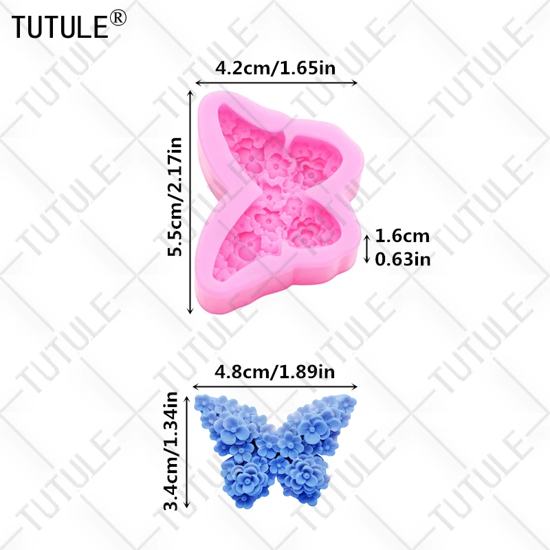 3D Flower butterfly Scented Candle Silicone Mold Drop Glue Decorative Epoxy Resin Mold DIY butterfly Chocolate Silicon Cake Mold