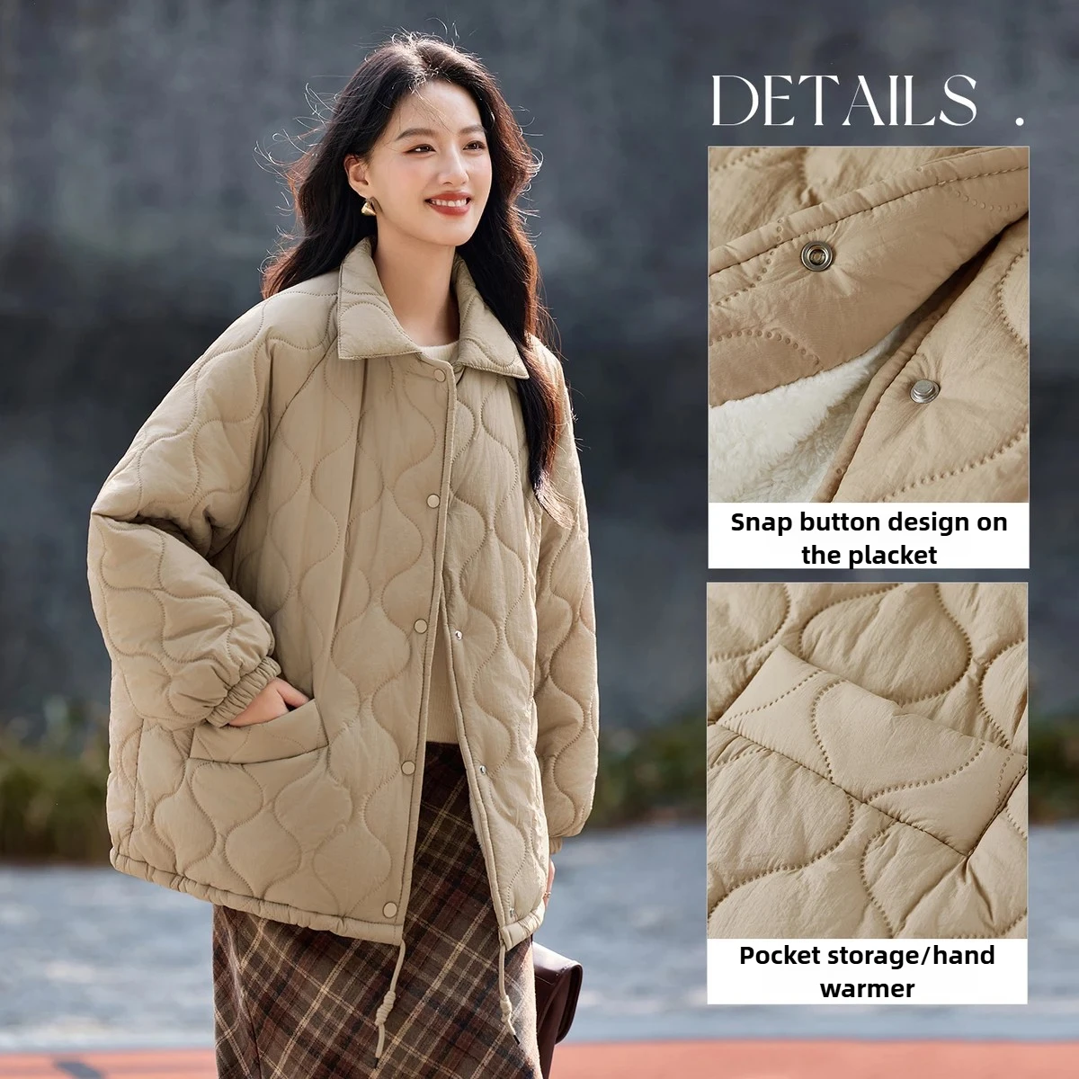 سترة SENTUBILA برقبة بولو للنساء لشتاء 2025 معاطف فضفاضة تناسب الأكتاف ملابس غير رسمية بأكمام طويلة دافئة W54MD4669