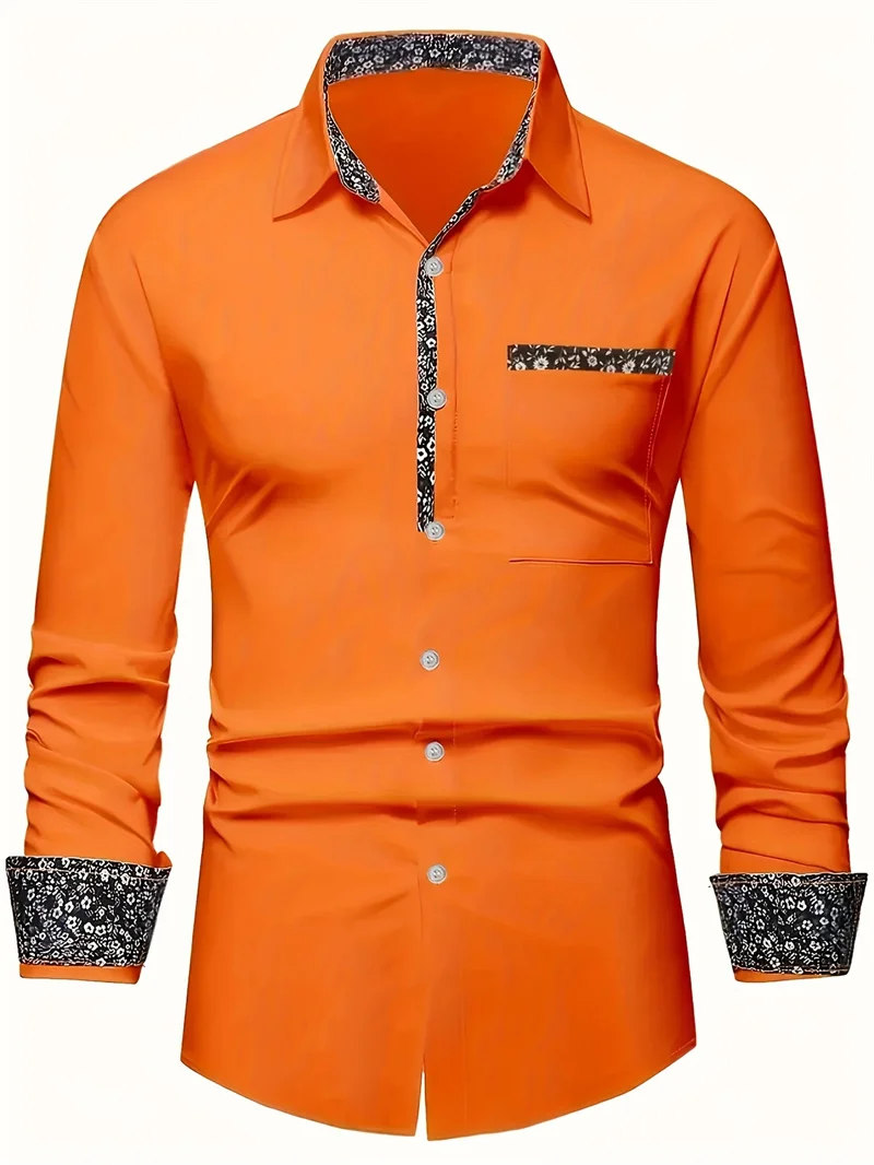 2025 Camisa casual con botones para hombre Primavera/Verano Camiseta estampada de manga larga a la moda y cómoda para uso diario