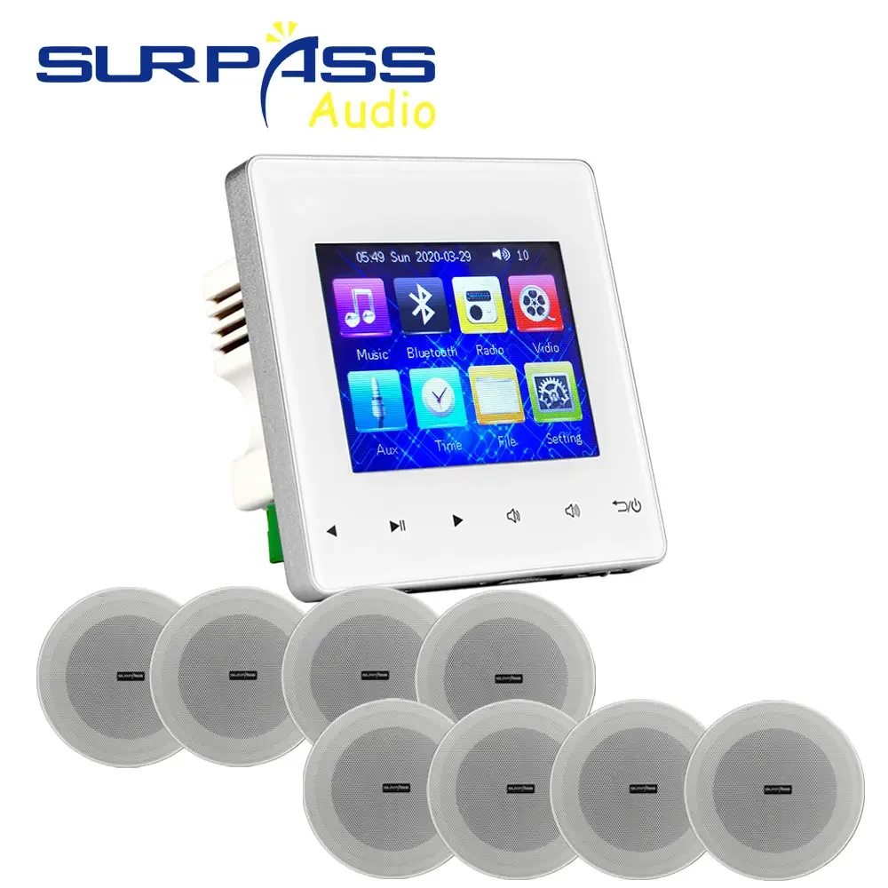 Mini Wireless Home Theater Background Music Amplificador Pared HD Touch Screen Amplifier with 4.5 Inch Coxial Ceiling Speaker