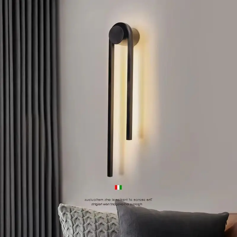 

Nordic Modern LED Wall Light U-Shaped TV Background Wall Lamp Black Gold Fixture Home Decoration Living room Bedroom Sconces