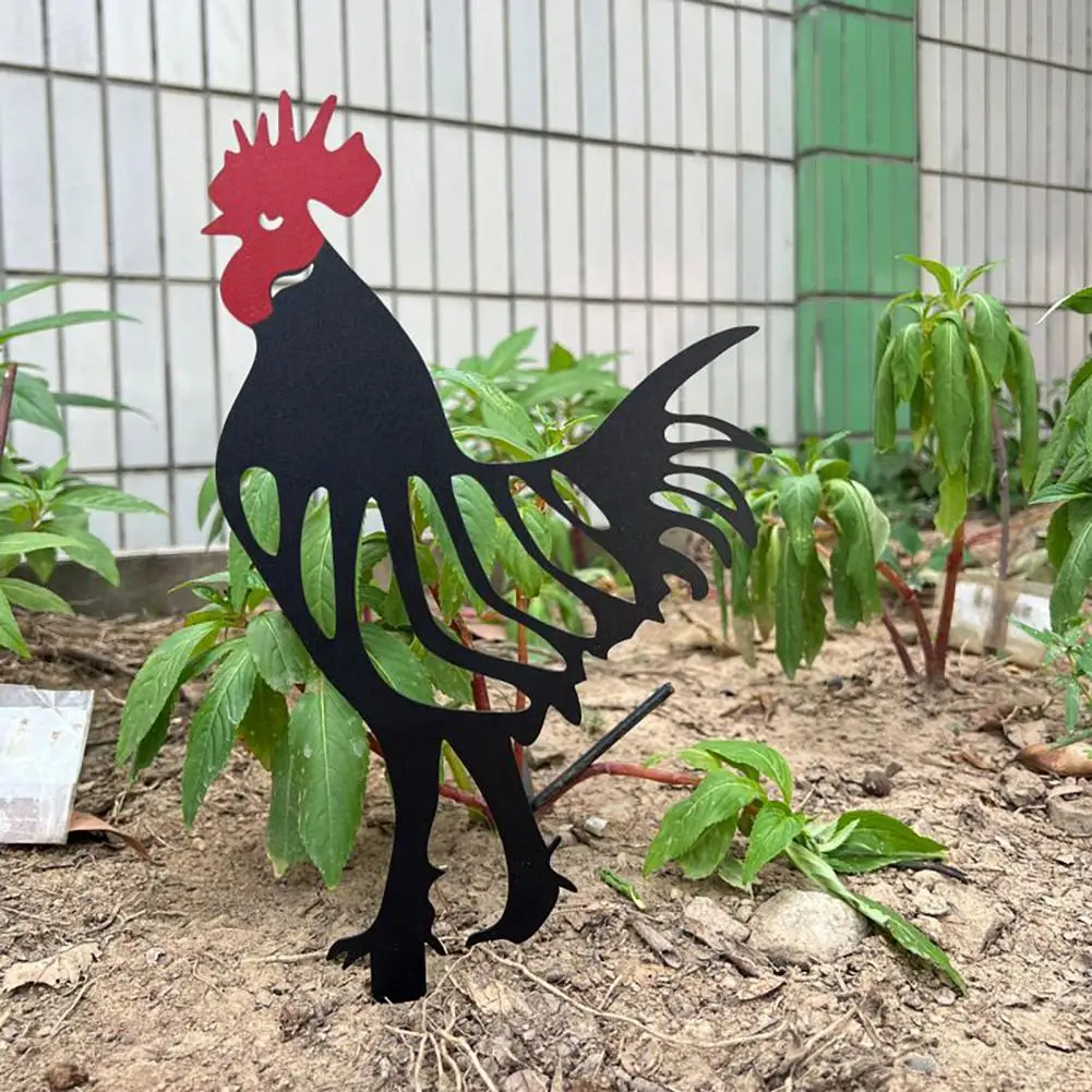 Wrought Iron Rooster Ornament Hollow Out Chickens Family Figure Chicken Yard Art Garden Metal Statue Farmhouse Decor 수탉 장식