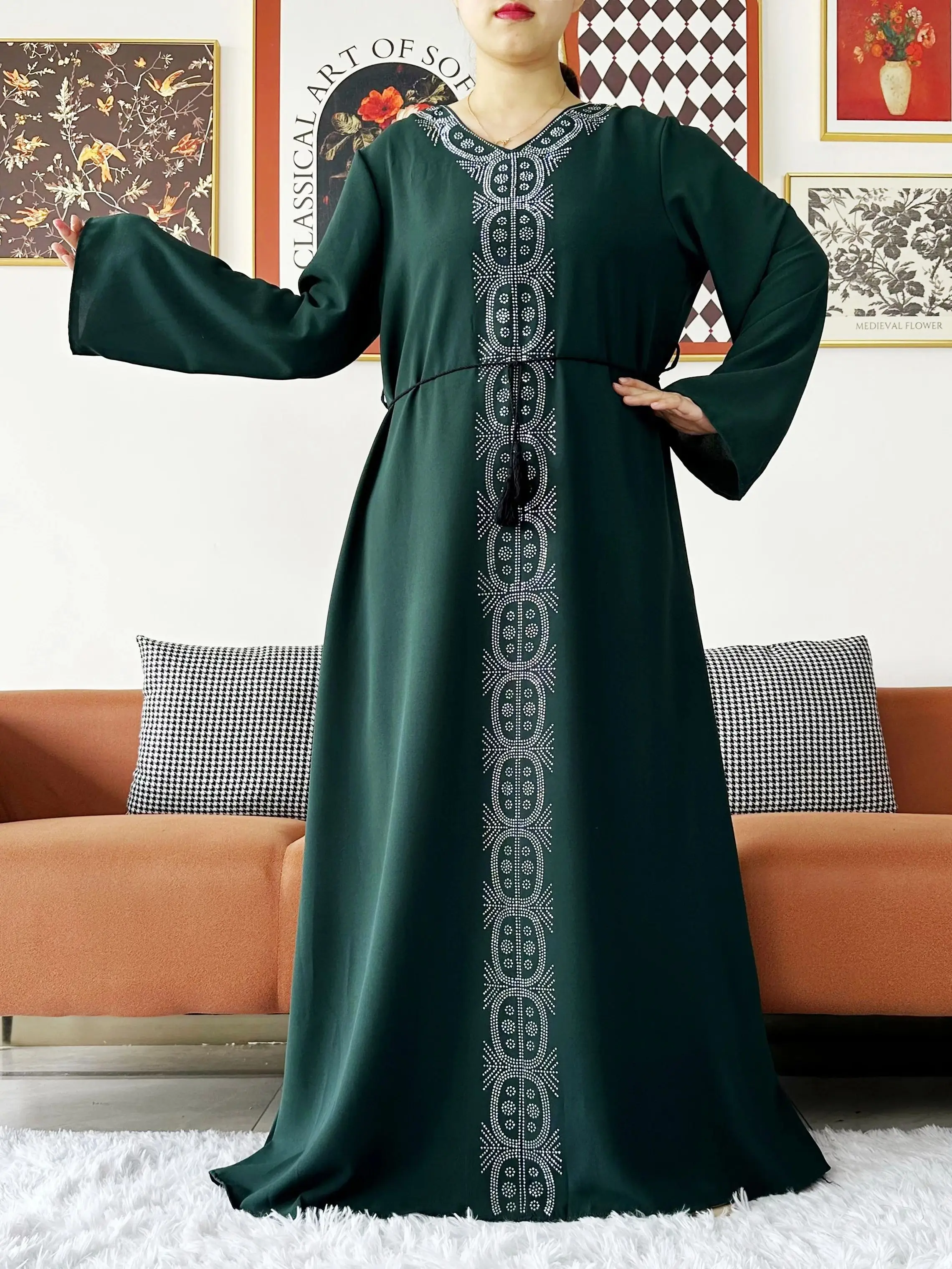 Autumn Muslim Dress for Women Jalabiya Abaya Ramadan Long Dresses Abayas Woman Kimono Robe Moroccan Caftan Vestidos 2024