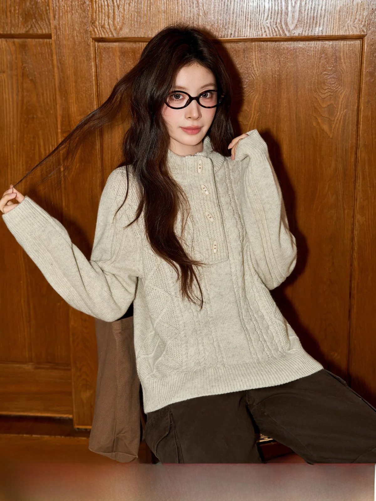 

Loose Long Sve Knitted Sweater Women's Crew Ne Pullover Autumn Winter Warm Thermal Casual Inner Wear T-irt by Xujing