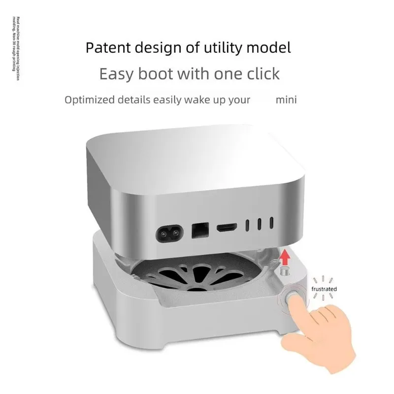 A08E-For Mac Mini M4(2024) Stand Base - Anti-Dust, High-Efficiency Cooling, Computer Accessory In Silver Grey And Yellow