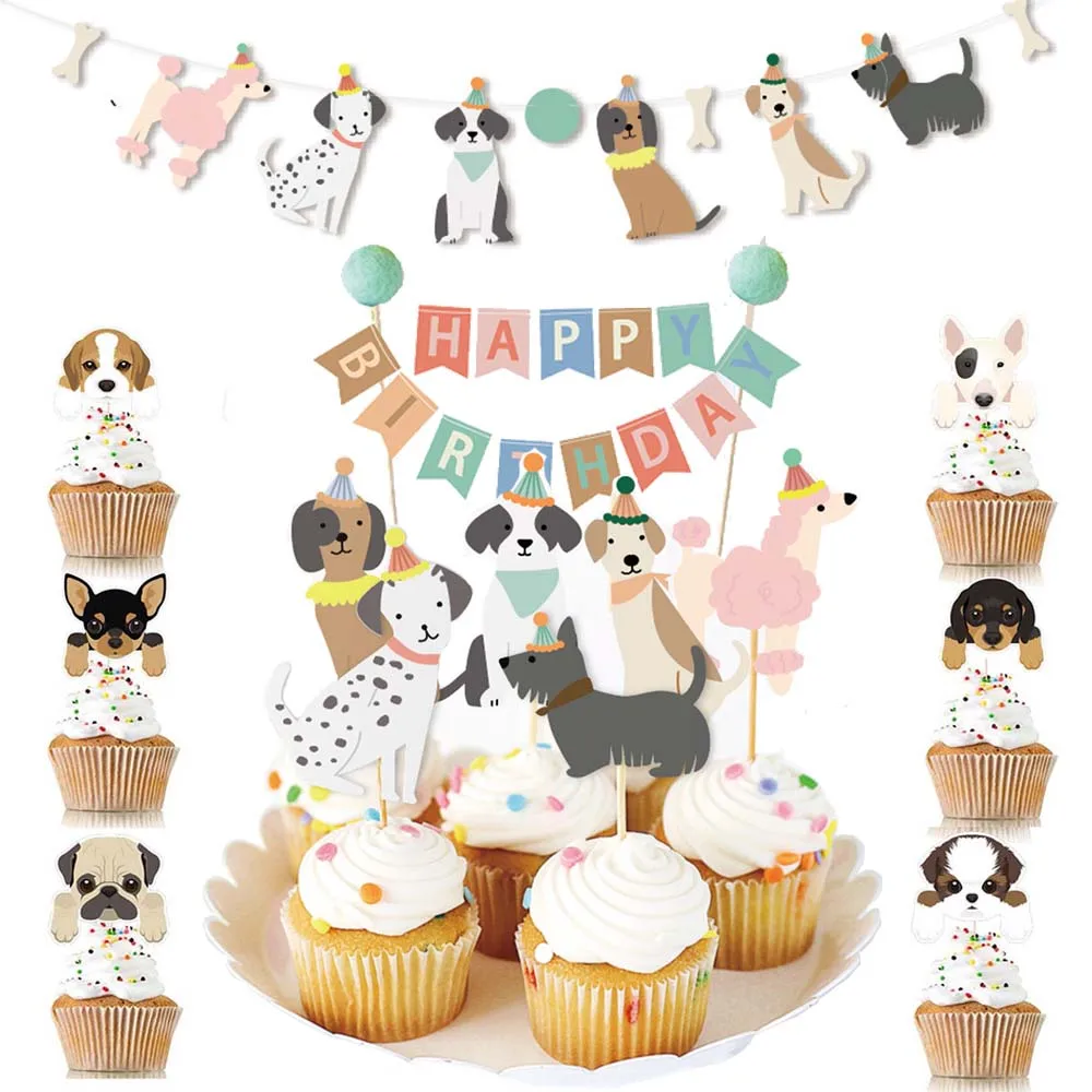 Haustier Hund Cupcake Topper Haustier Hund Thema Geburtstag Party Supplies Hunde Gesicht Kuchen Topper Welpen Thema Geburtstag Party Dekorationen