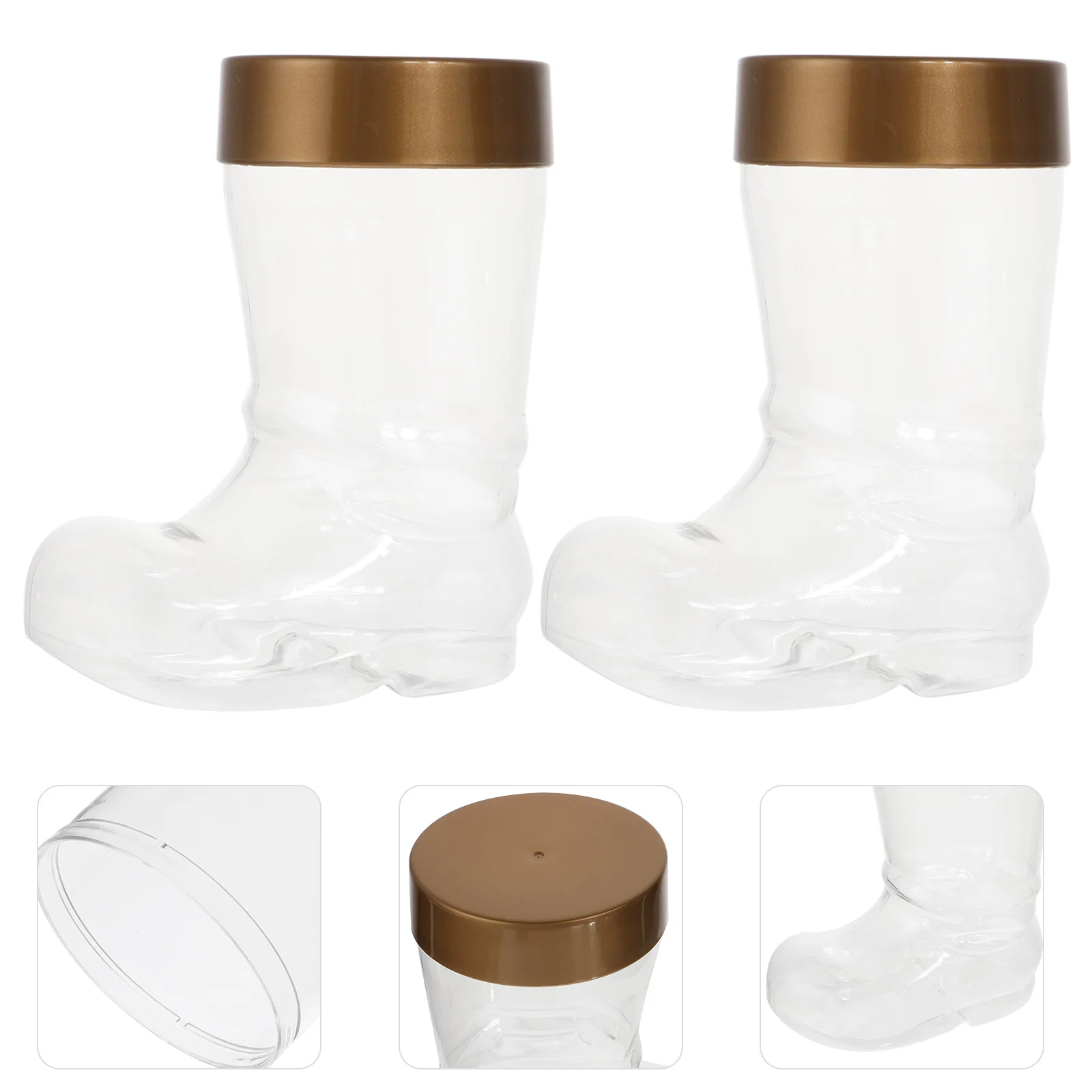 

Boot Shape Candy Bottle 2PCS Christmas Gift Storage Bottle for Chocolate Cookie Packaging Party Favor Container