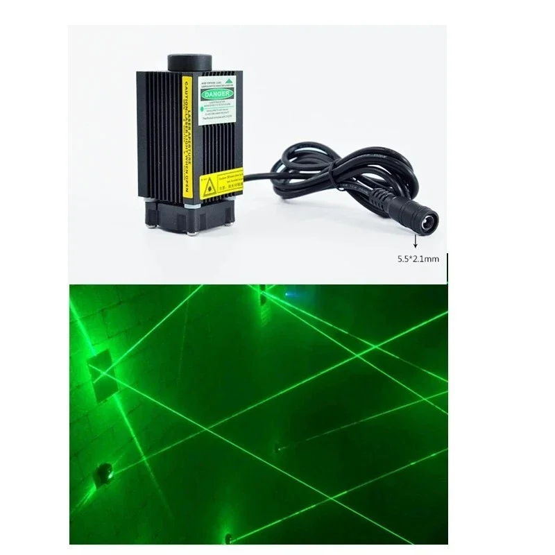 100mW 532nm Green Laser Diode Module Dot Lights Room Escape 33x55mm With 12V Adapter